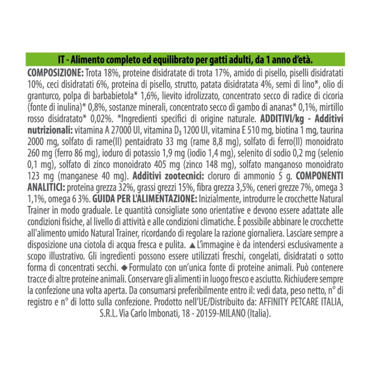 Alimento completo Natural Trainer Gatto Sensitive Trota 1,5 kg per gatti adulti con sensibilità digestiva Alimento completo Natural Trainer Gatto Sensitive Trota 1,5 kg per gatti adulti con sensibilità digestiva